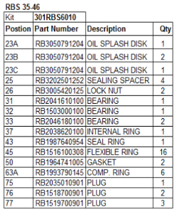 Robuschi RBS Blower Overhaul Kits - RBS-SERV-301RBS6010